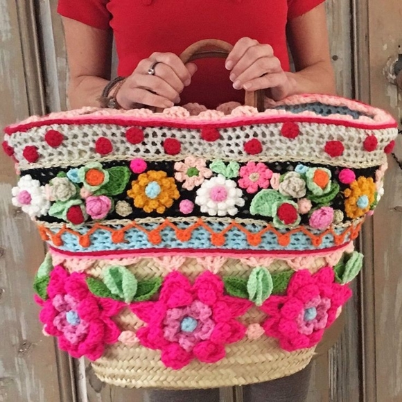 Frida flower bag, handmade crochet vintage style - Picture 3 of 4
